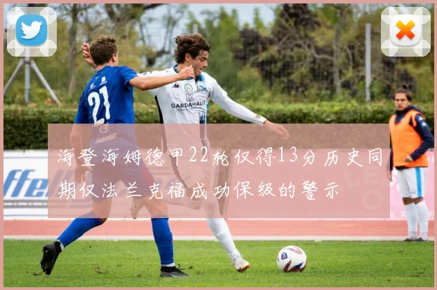 海登海姆德甲22轮仅得13分历史同期仅法兰克福成功保级的警示